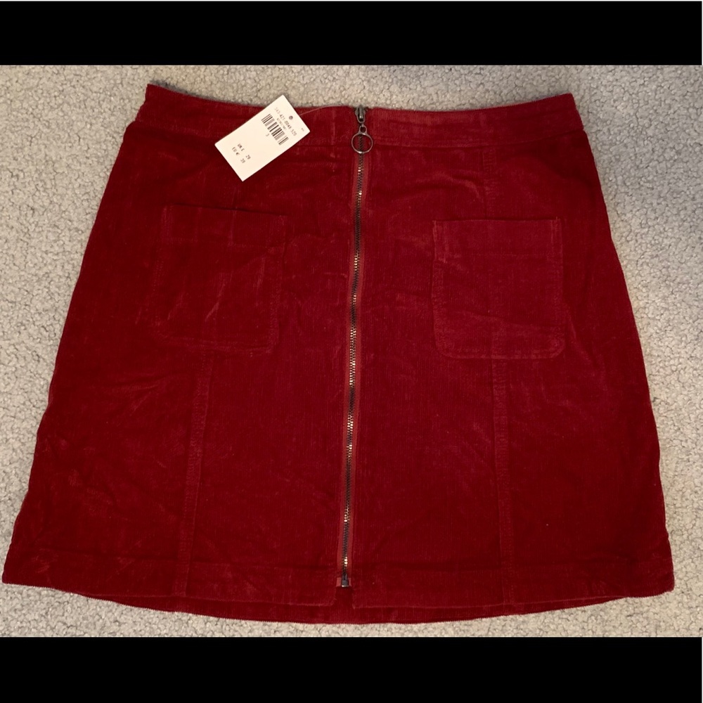 NWT Red Corduroy zip skirt by Hollister